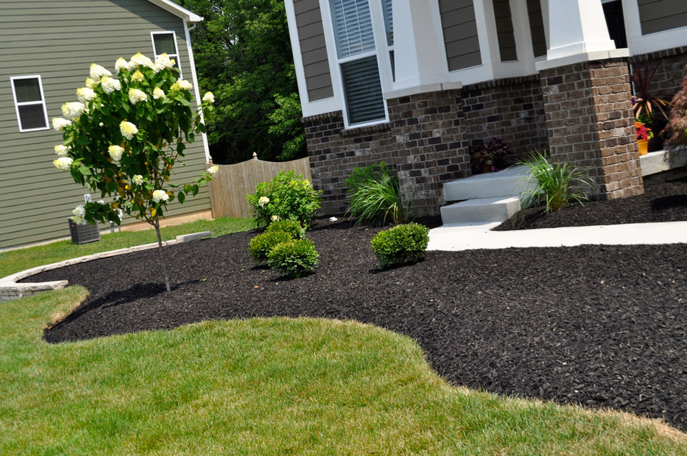 Dyed black mulch for landscaping